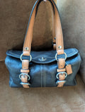 Vintage Coach Chelsea Tan Brown Pebble Leather Bag with Silver Hardware