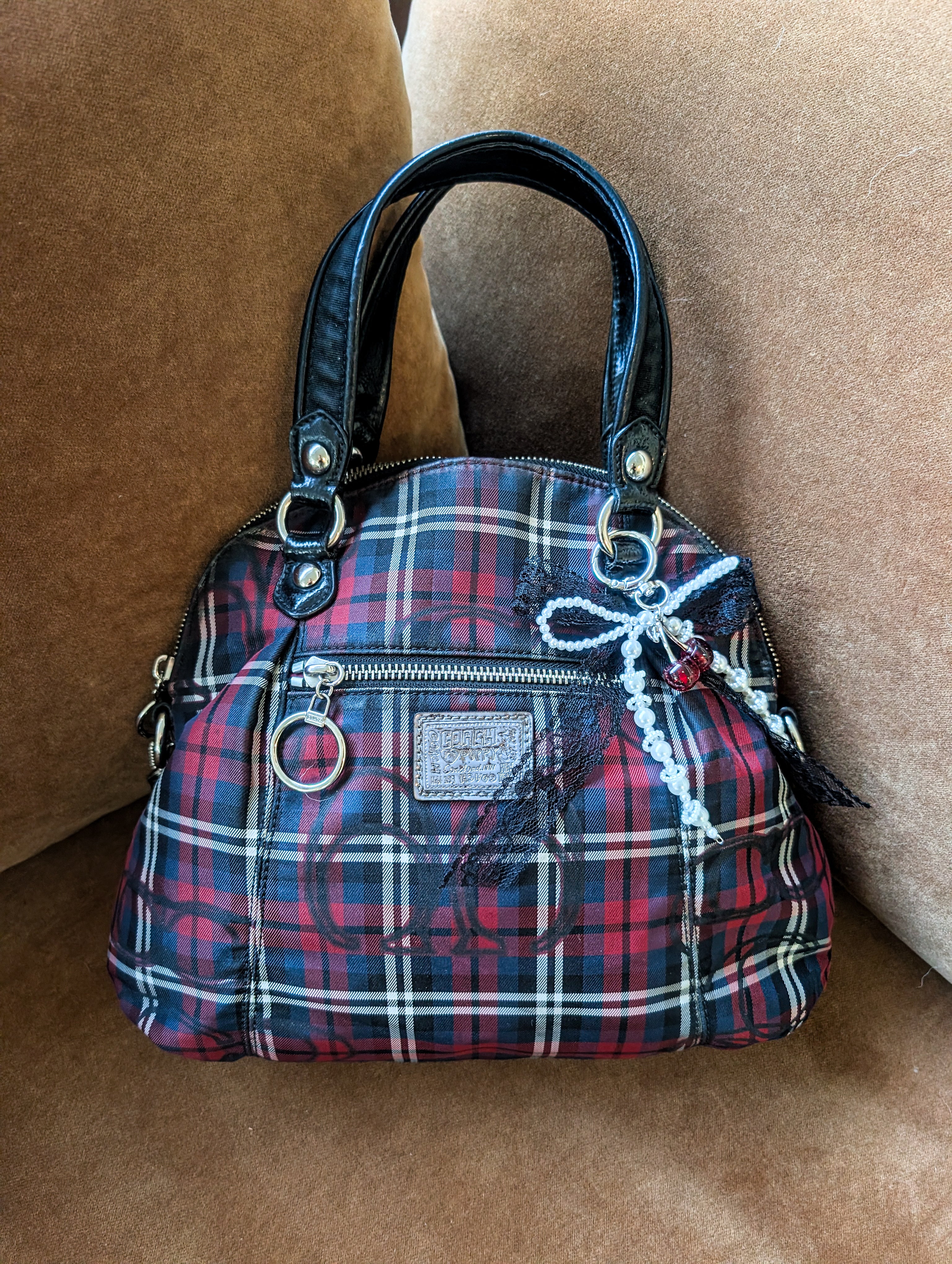 Coach Poppy Tartan Multicolor Plaid Hand Bag