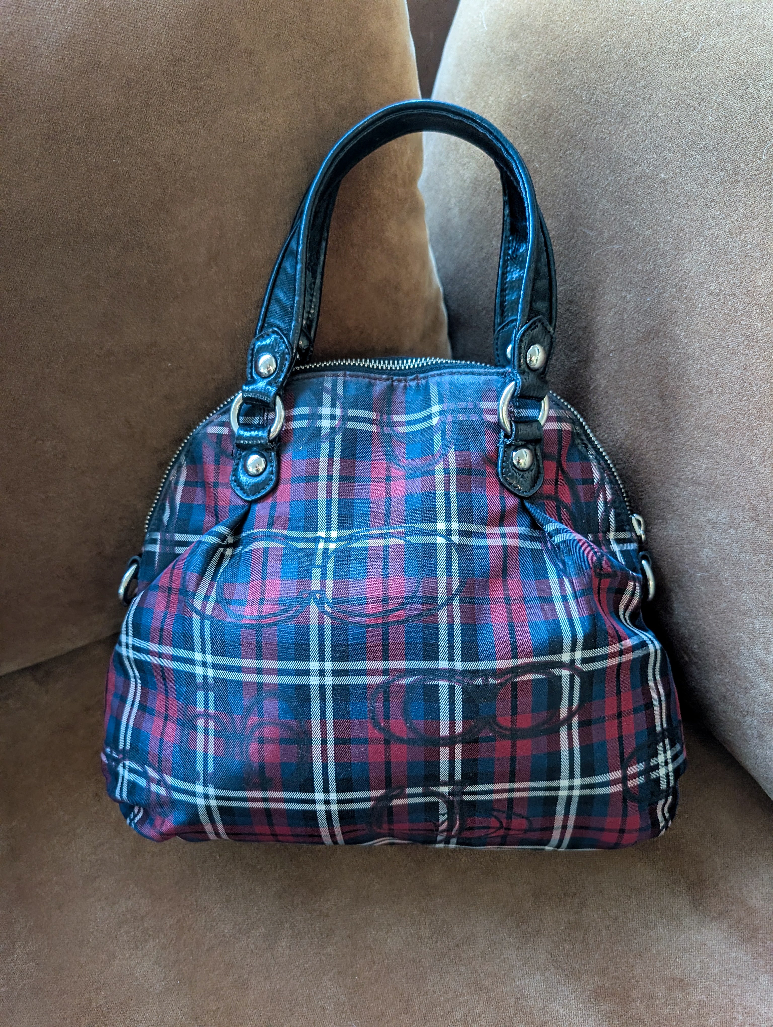 Coach Poppy Tartan Multicolor Plaid Hand Bag