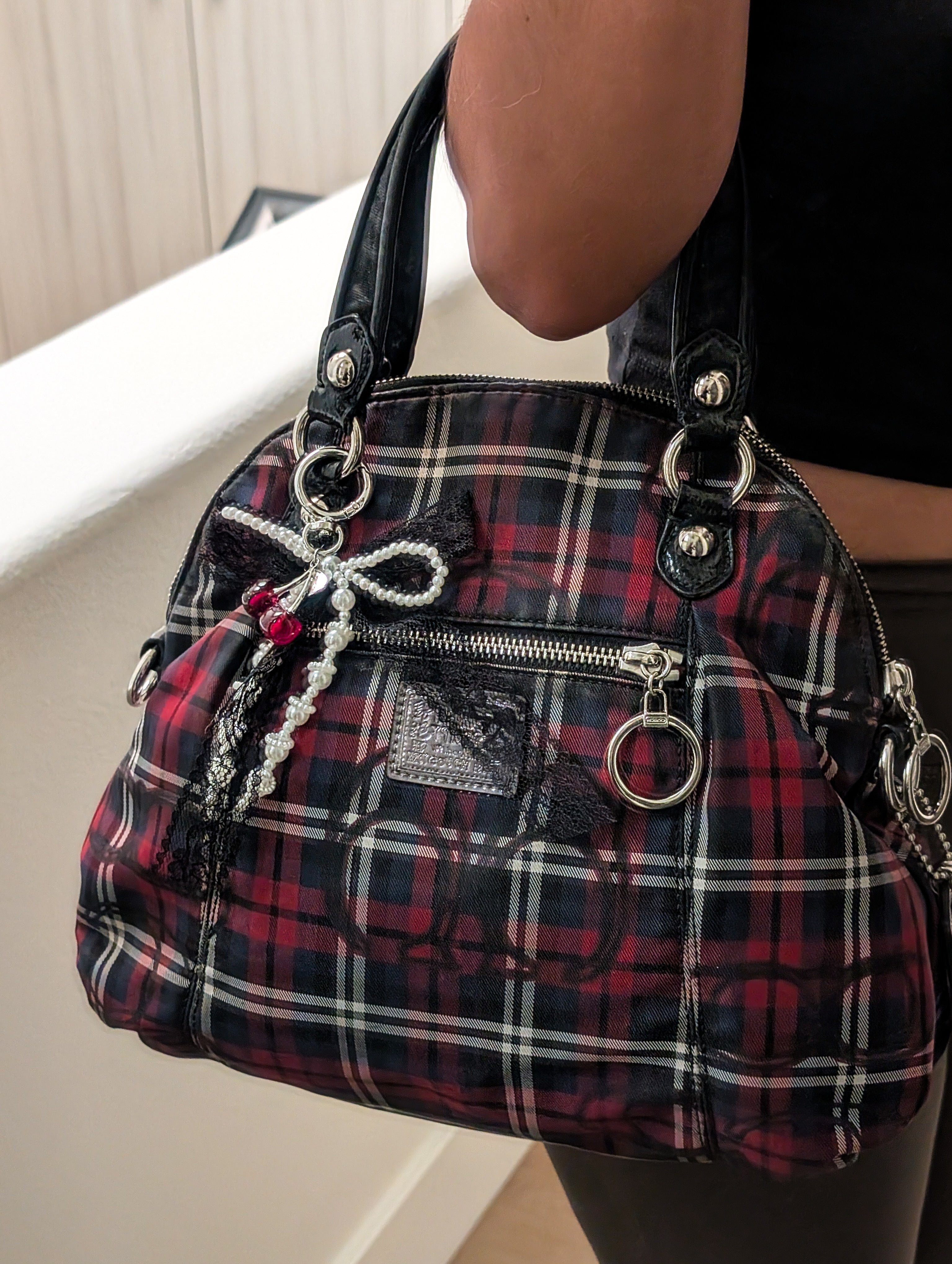 Coach Poppy Tartan Multicolor Plaid Hand Bag
