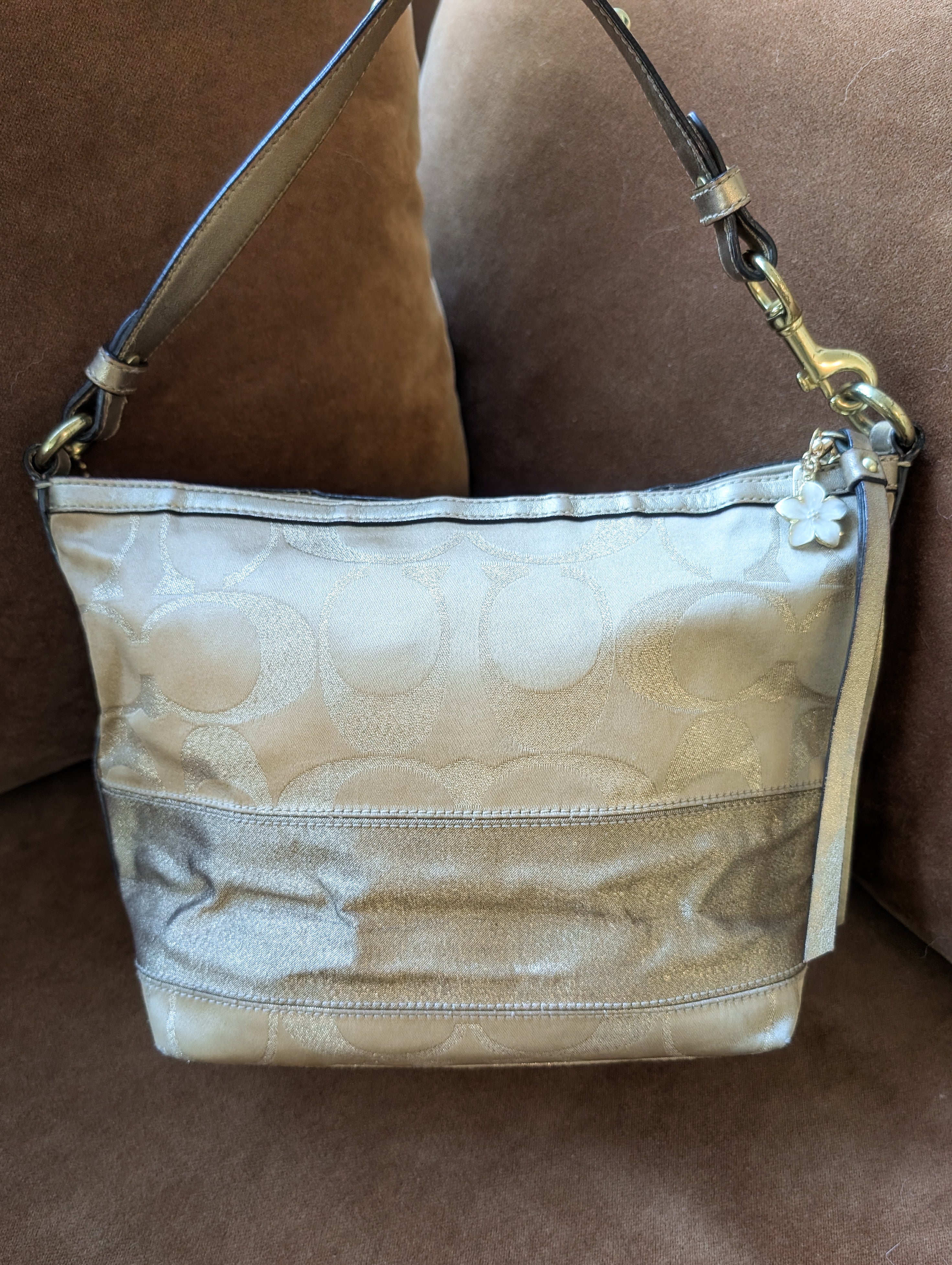 Coach Gold Signature Satin Shoulder Bag