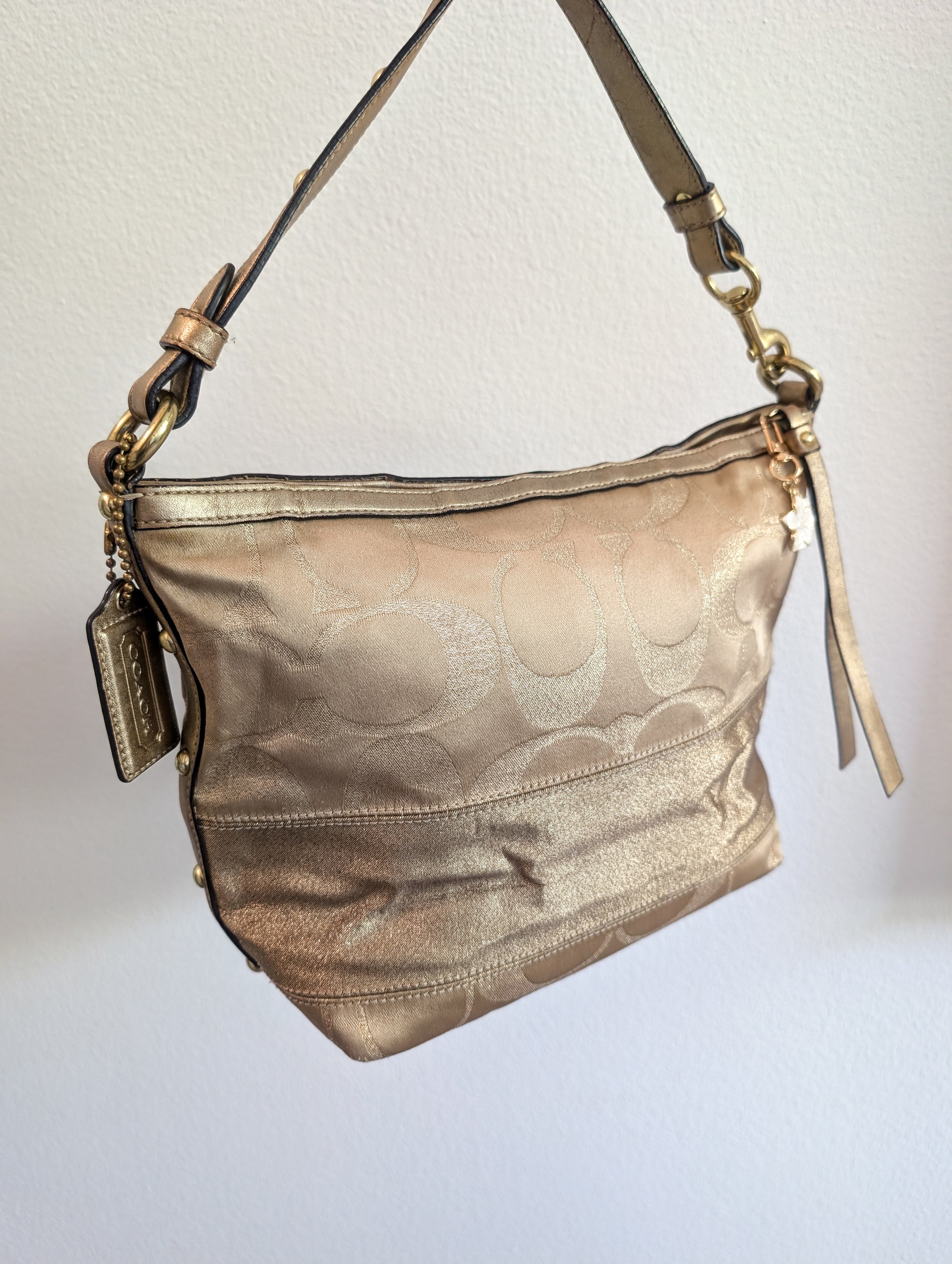 Coach Gold Signature Satin Shoulder Bag
