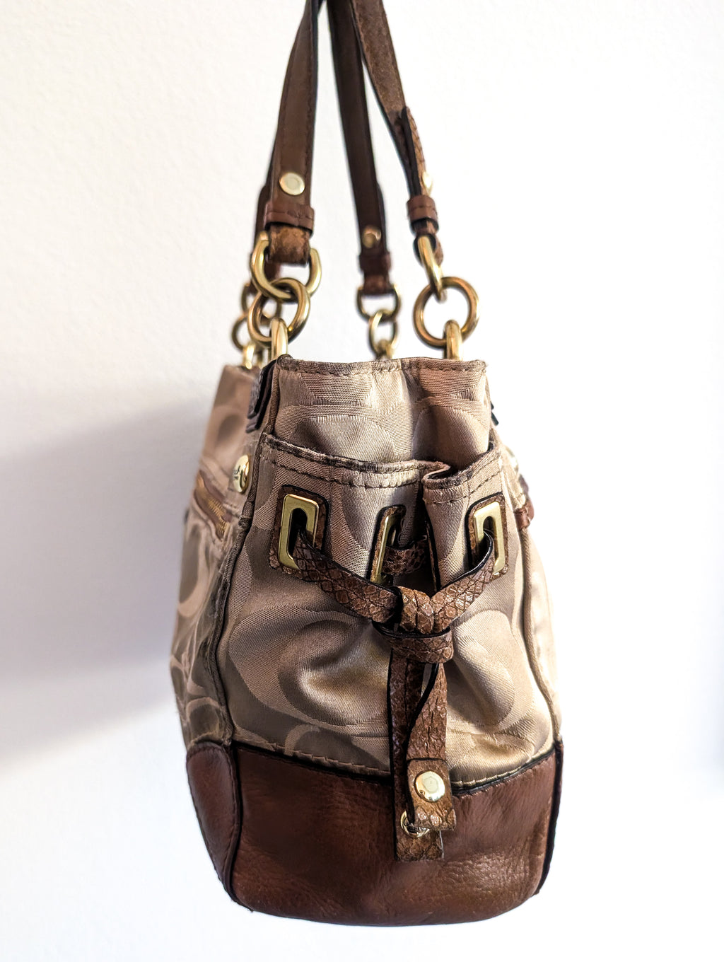Coach Peyton Signature Sateen Carryall Tote Bag