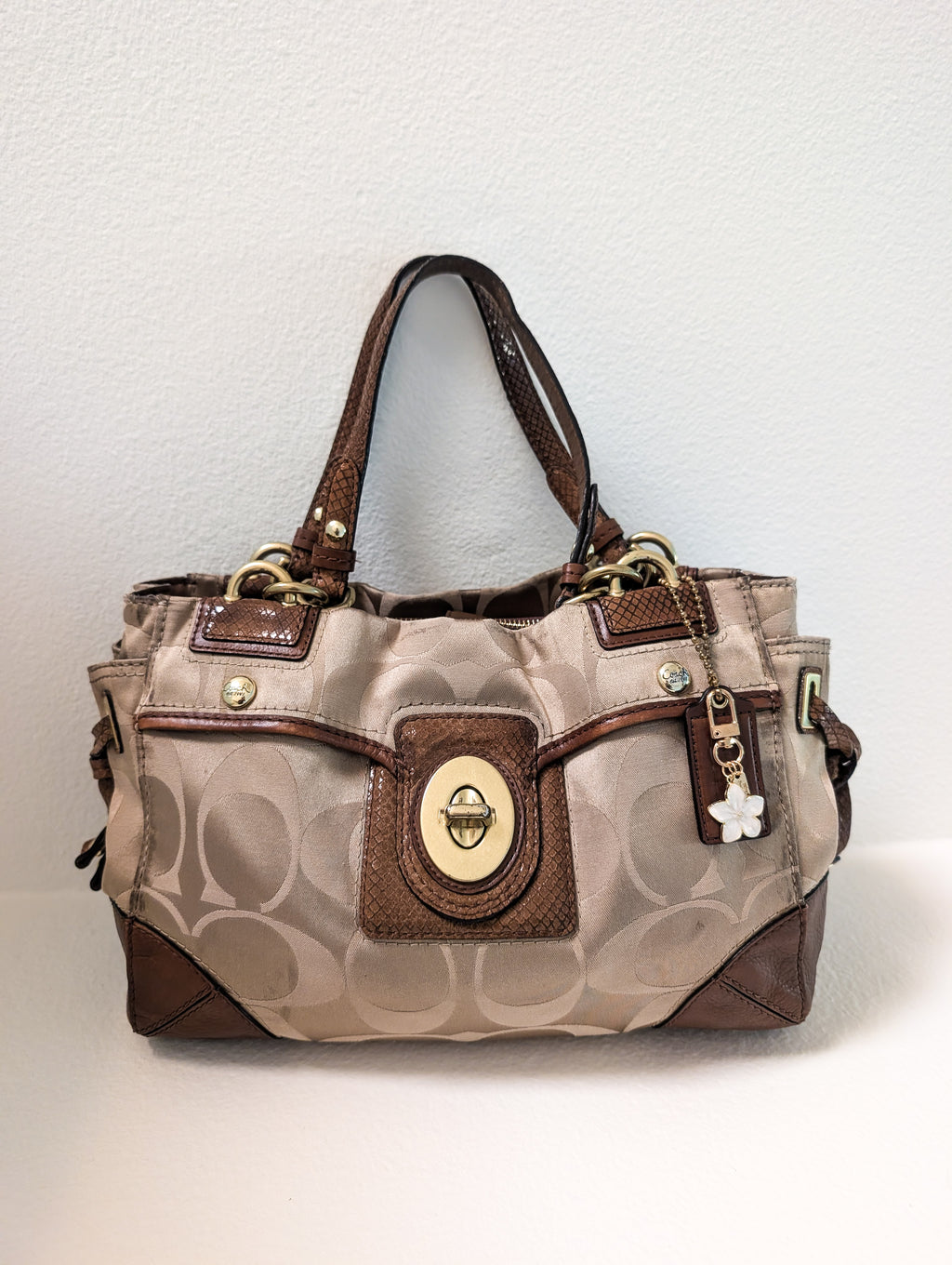 Coach Peyton Signature Sateen Carryall Tote Bag