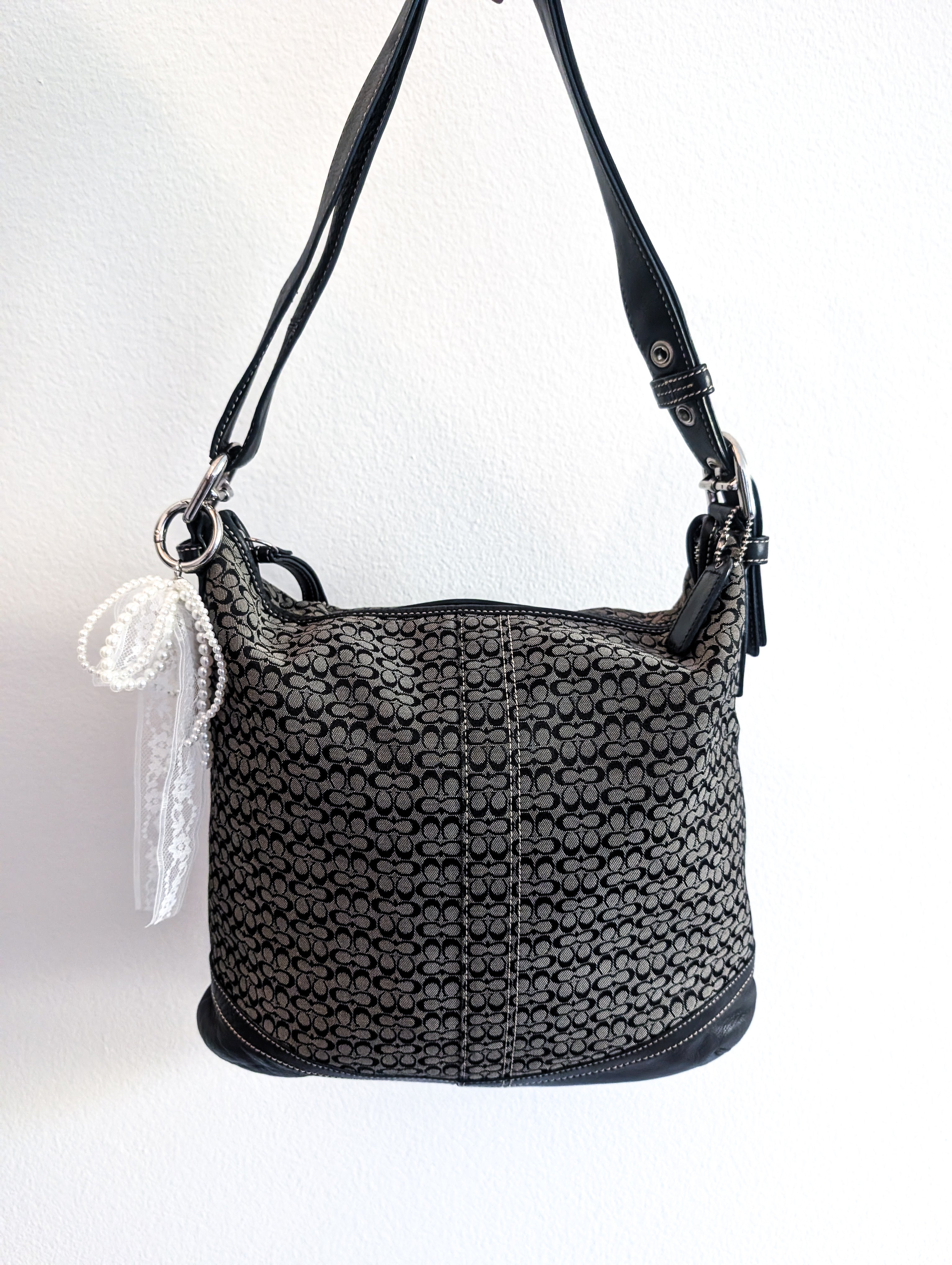 Vintage Coach Signature Jacquard Canvas Shoulder Bag