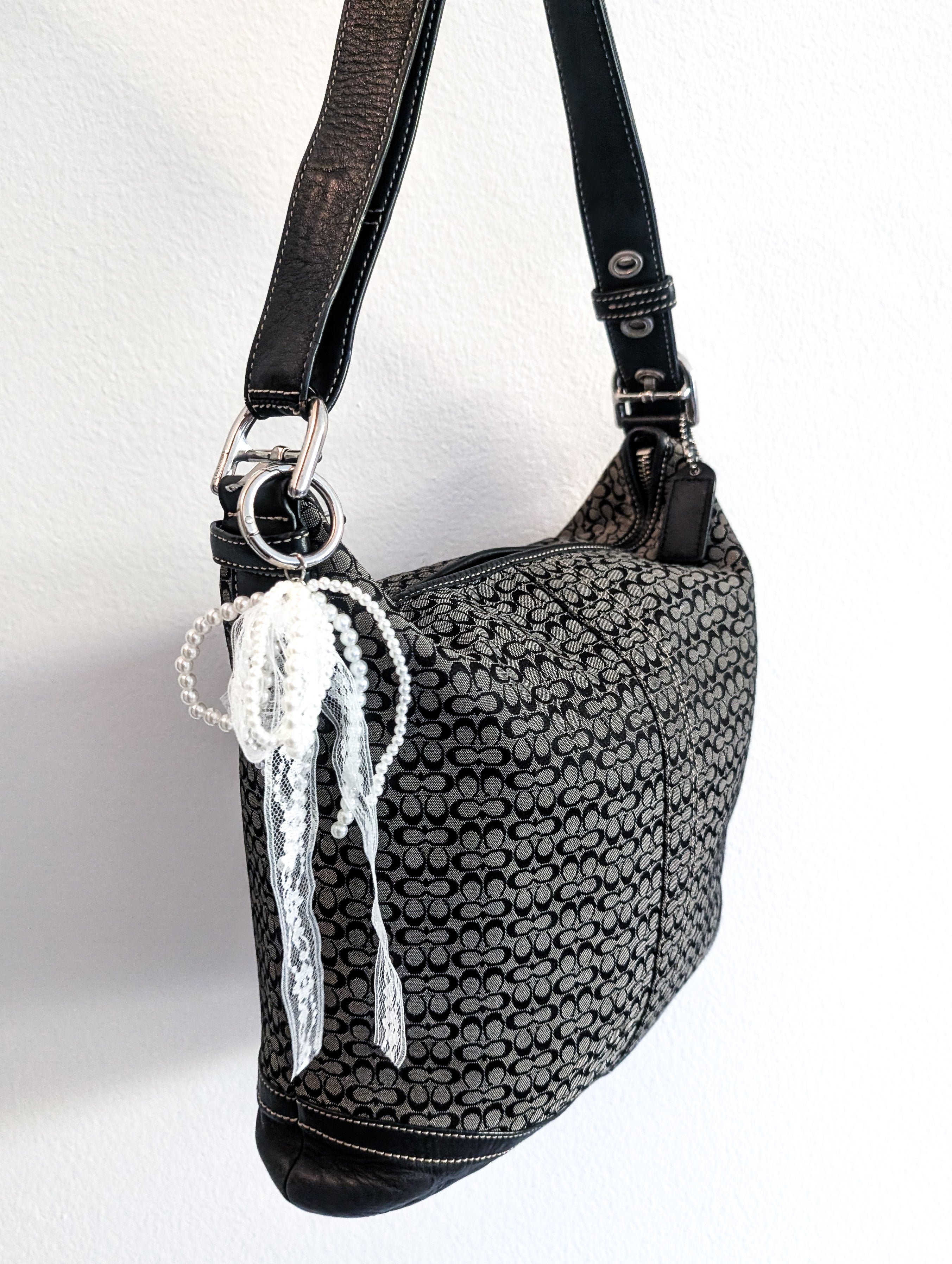 Vintage Coach Signature Jacquard Canvas Shoulder Bag