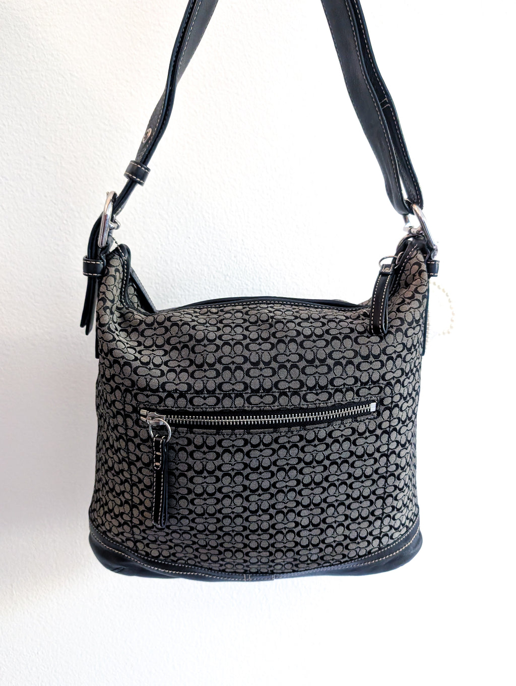 Vintage Coach Signature Jacquard Canvas Shoulder Bag