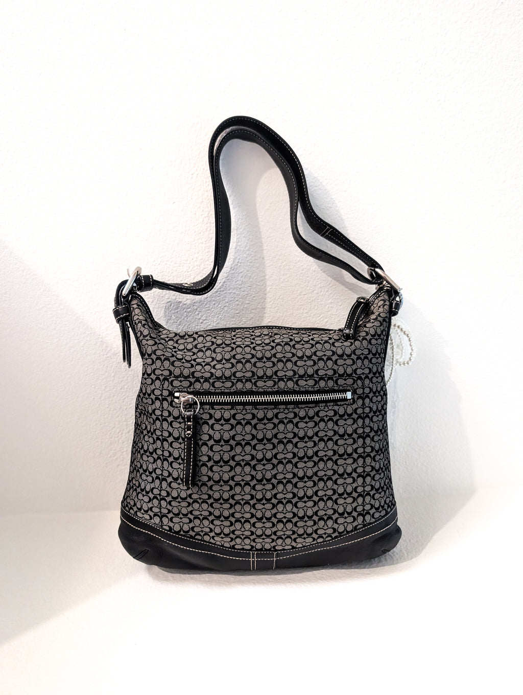 Vintage Coach Signature Jacquard Canvas Shoulder Bag