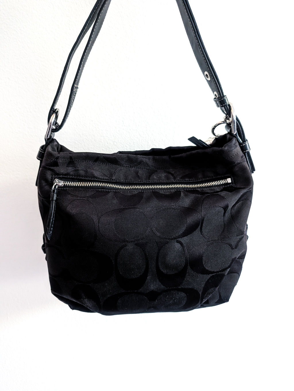 Coach Soho Signature Duffle Shoulder Bag in Black & Silver