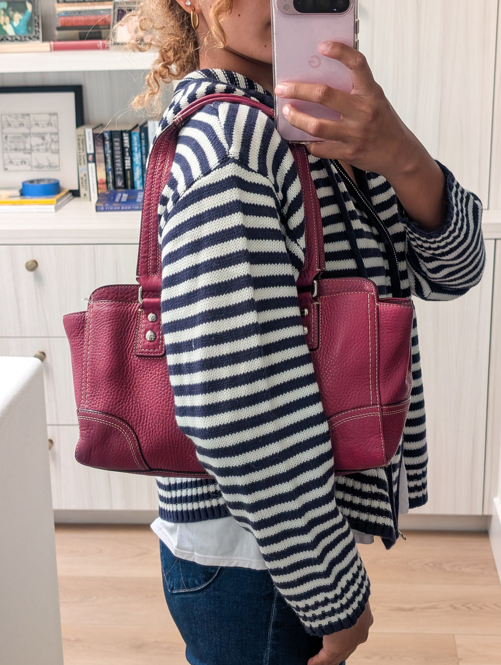 Coach Hampton Hot Pink Pebbled Leather Satchel