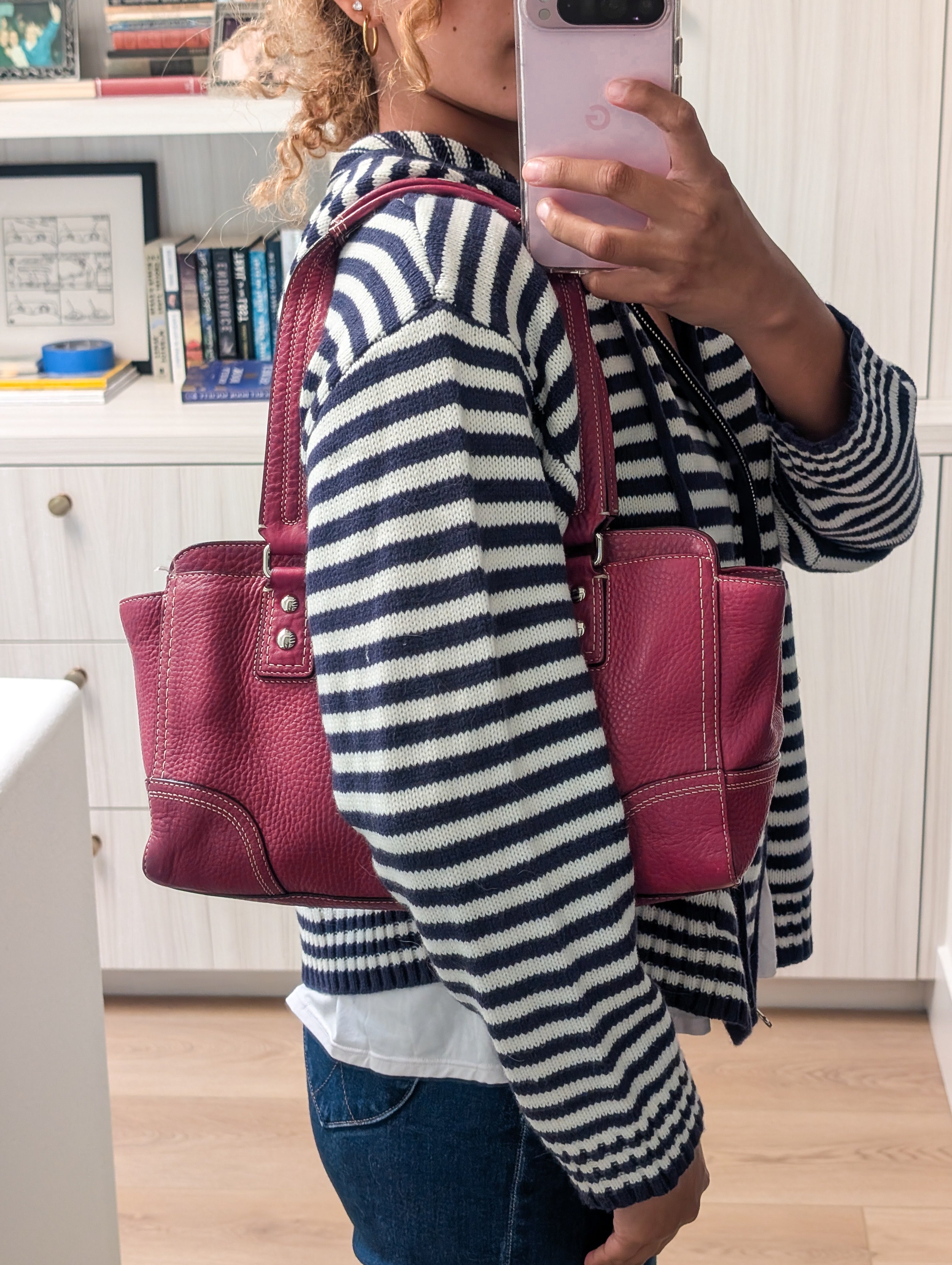 Coach Hampton Hot Pink Pebbled Leather Satchel