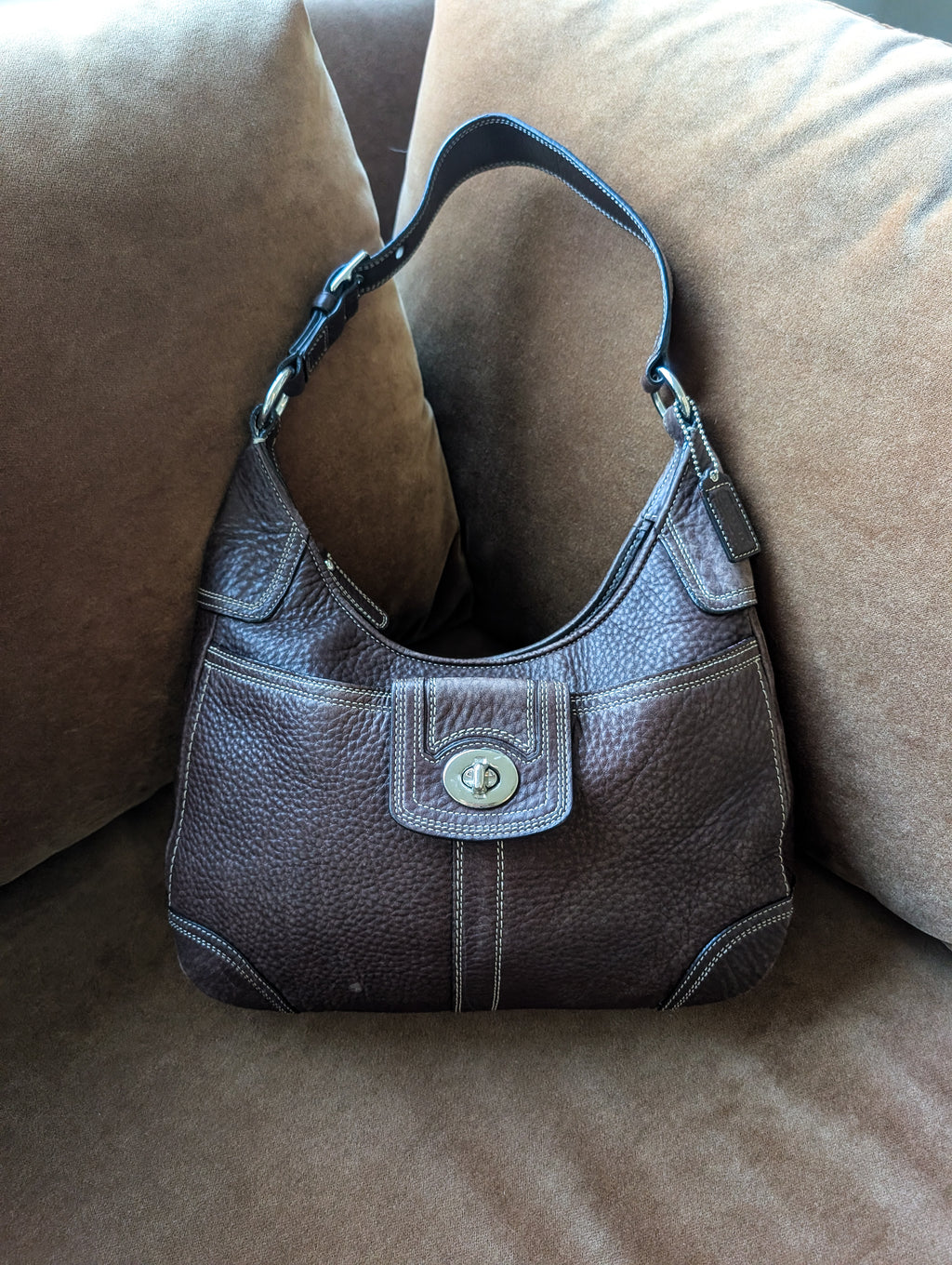 Coach Hamilton Hobo shoulder bag in brown pebbled leather