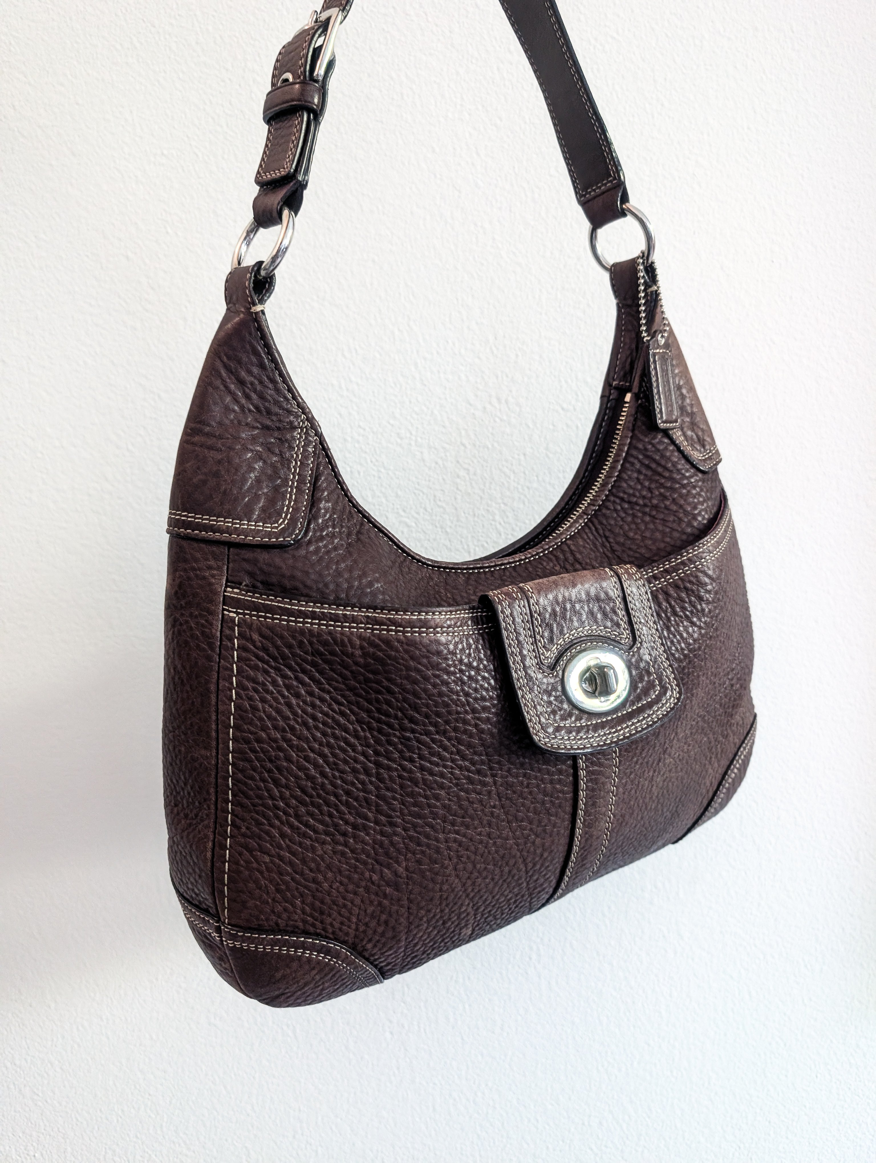 Coach Hamilton Hobo shoulder bag in brown pebbled leather