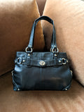Coach Carly Satchel Carryall in Black & Silver