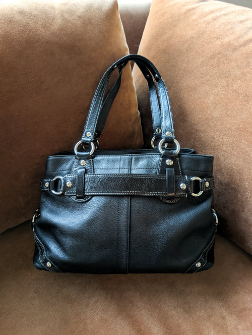 Coach Carly Satchel Carryall in Black & Silver