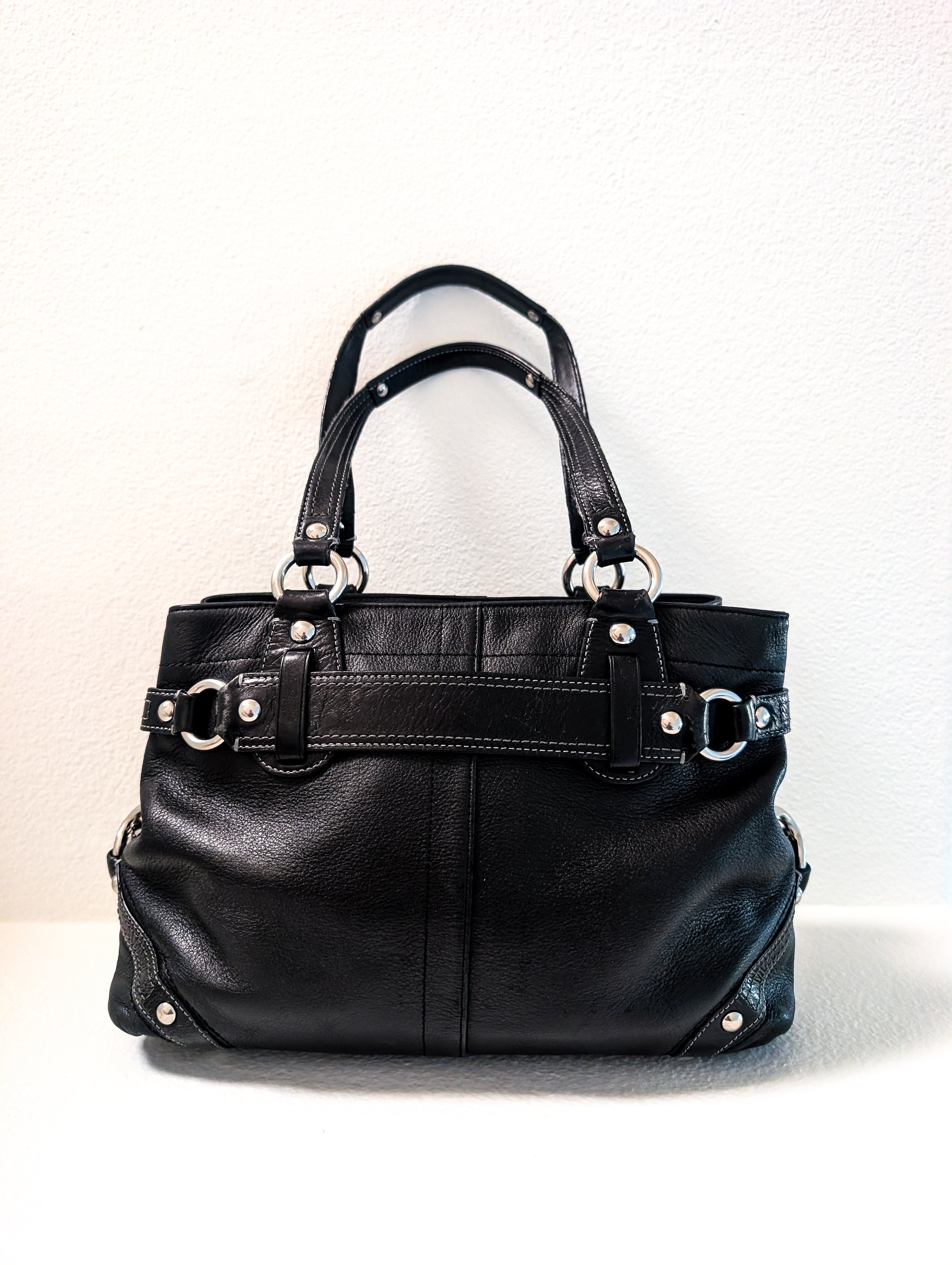 Coach Carly Satchel Carryall in Black & Silver