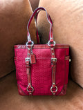 Vintage Coach Red & Silver Signature Gallery Tote