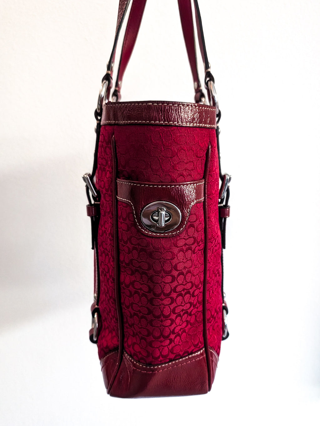 Vintage Coach Red & Silver Signature Gallery Tote