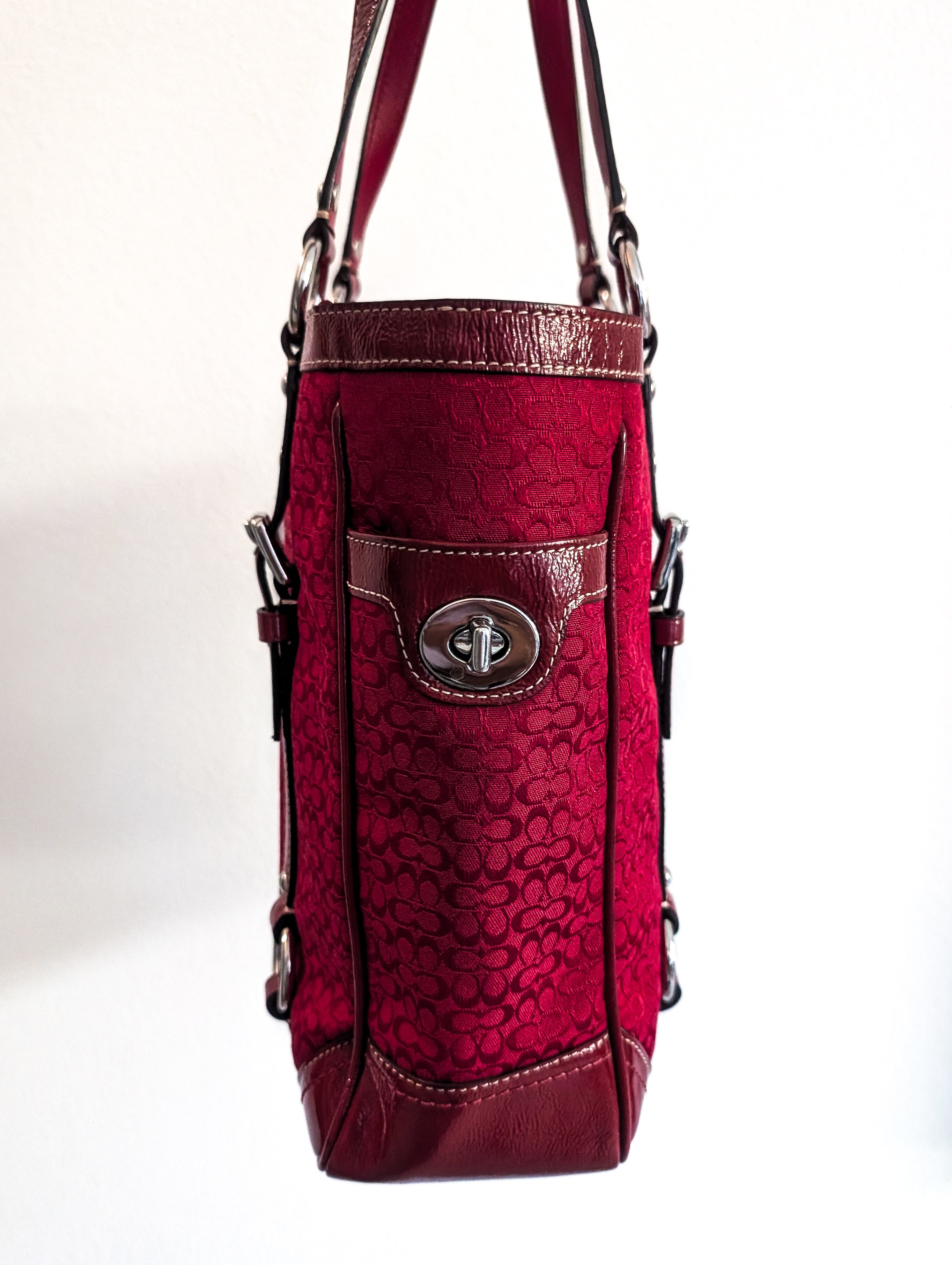Vintage Coach Red & Silver Signature Gallery Tote