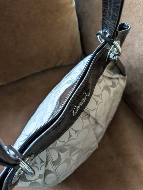Coach Ashley Signature Hippie Shoulder Bag in Brown & Silver