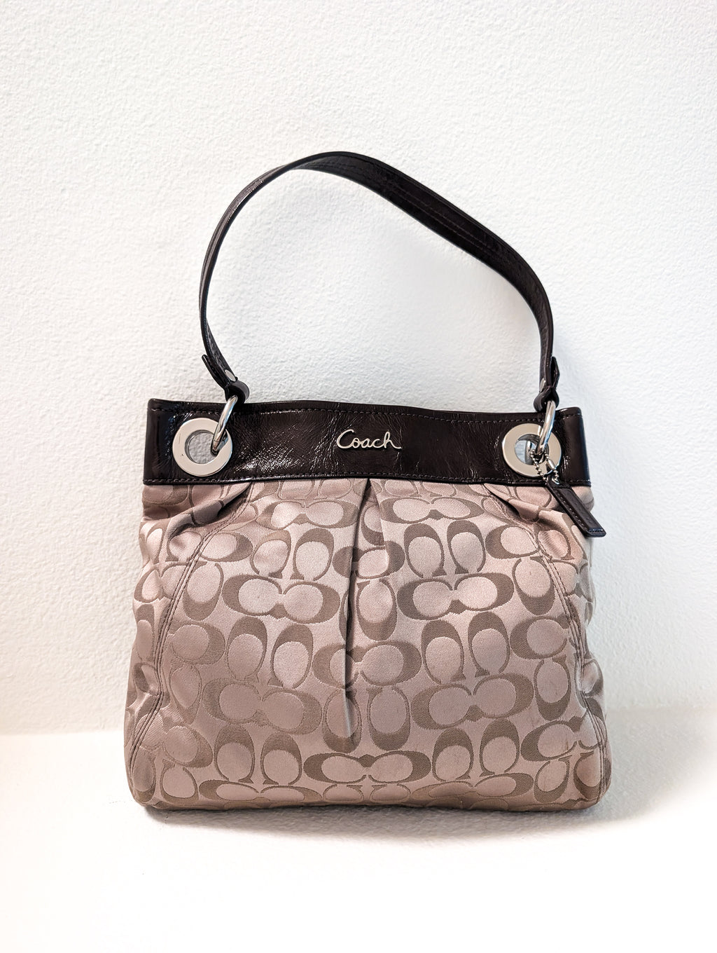 Coach Ashley Signature Hippie Shoulder Bag in Brown & Silver
