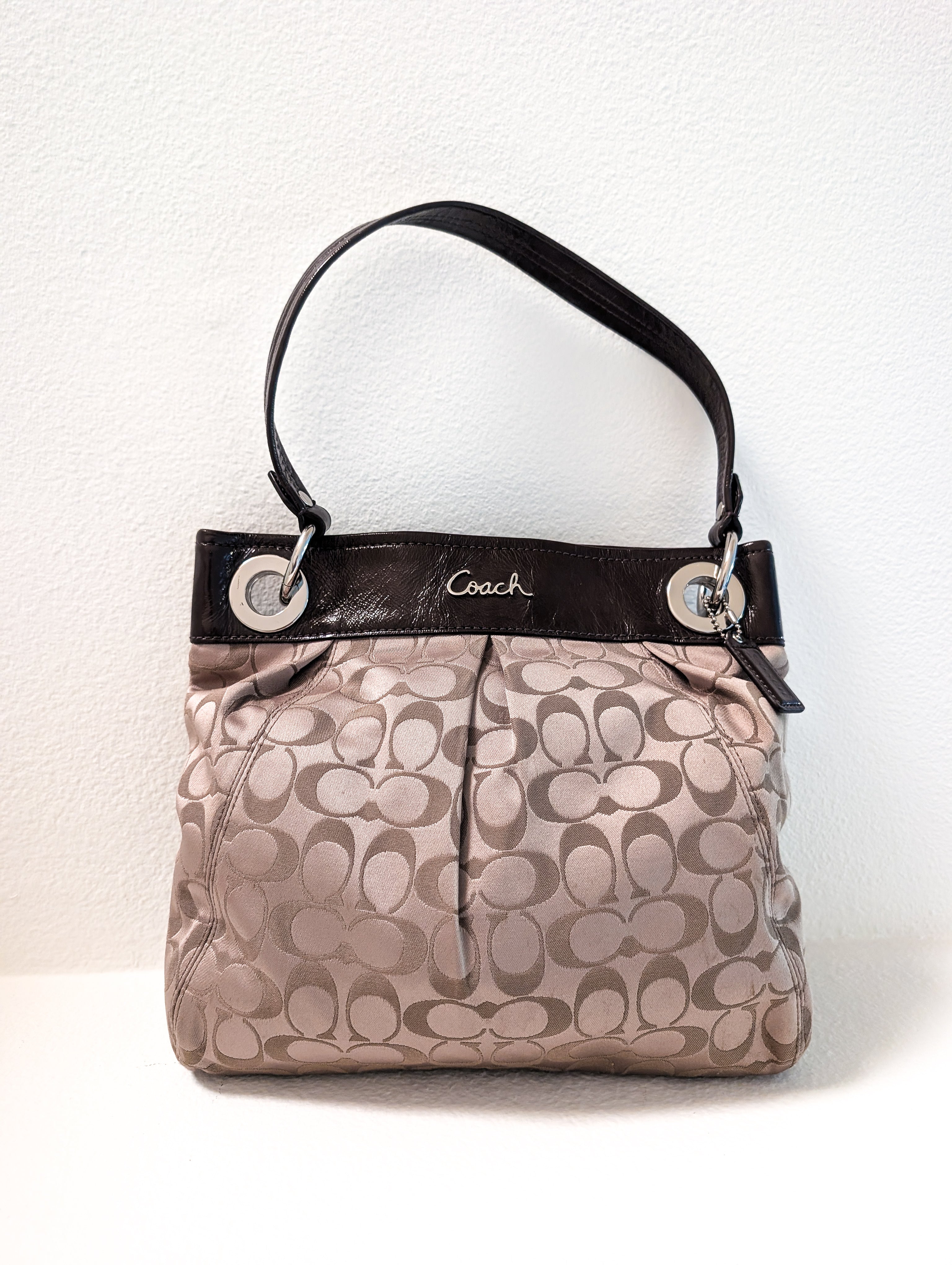 Coach Ashley Signature Hippie Shoulder Bag in Brown & Silver