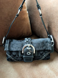 Vintage Coach Soho Mini Signature Demi Flap Bag in Black & Silver