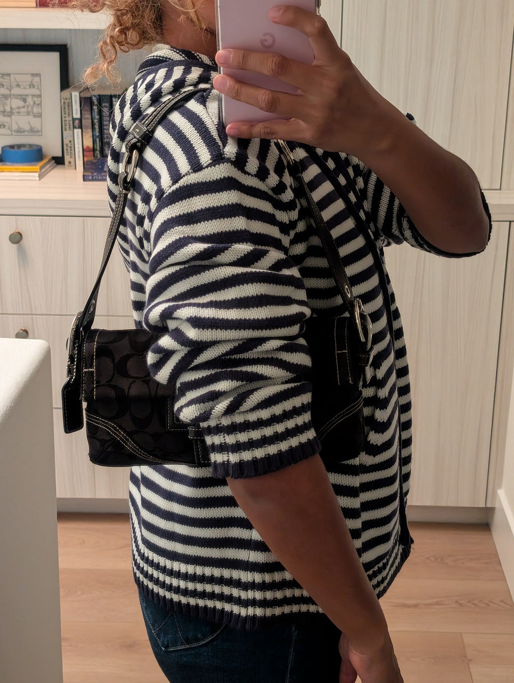 Vintage Coach Soho Mini Signature Demi Flap Bag in Black & Silver