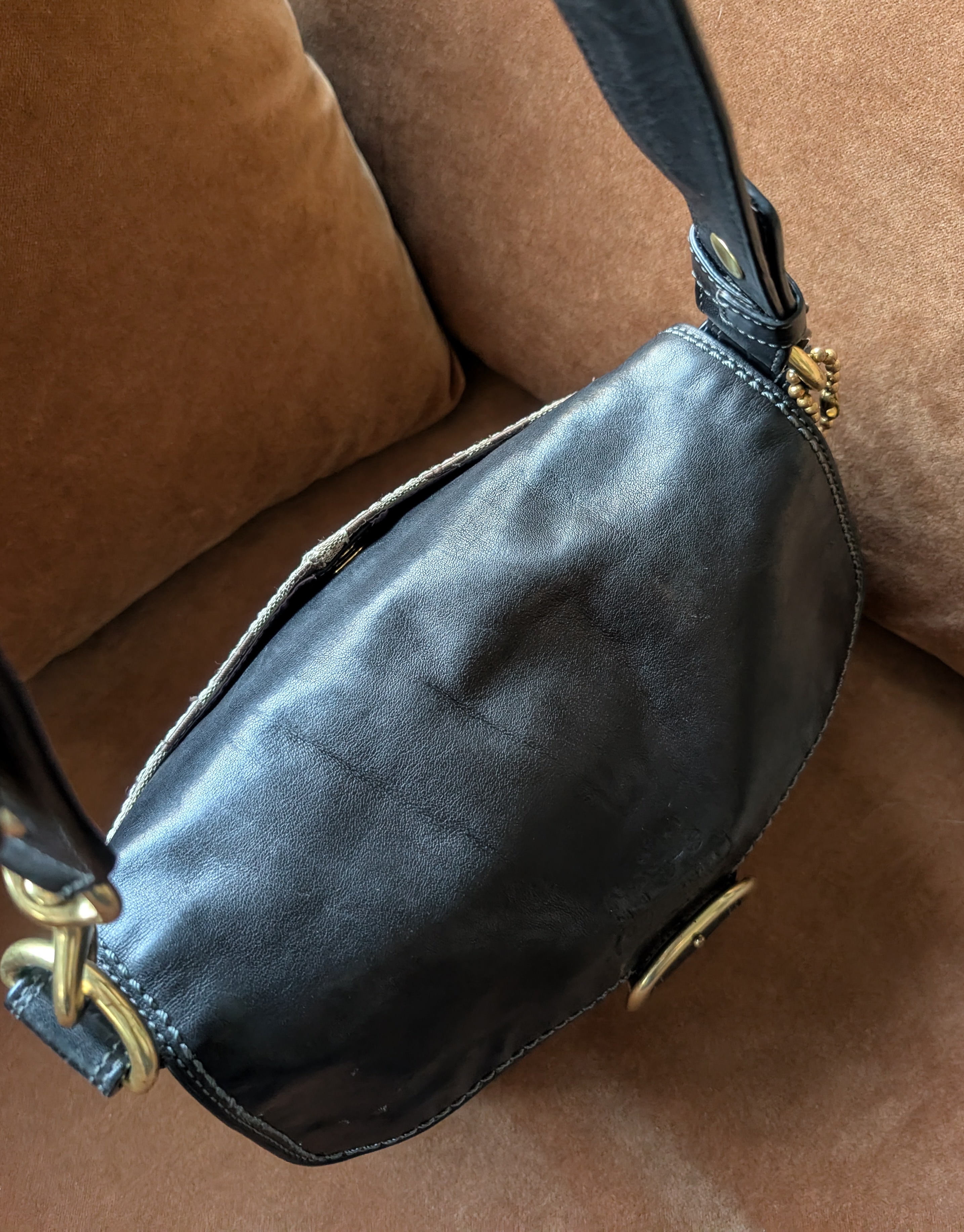 Vintage Coach Bleecker Legacy Signature Soho Shoulder Bag in Brown, Black & Gold