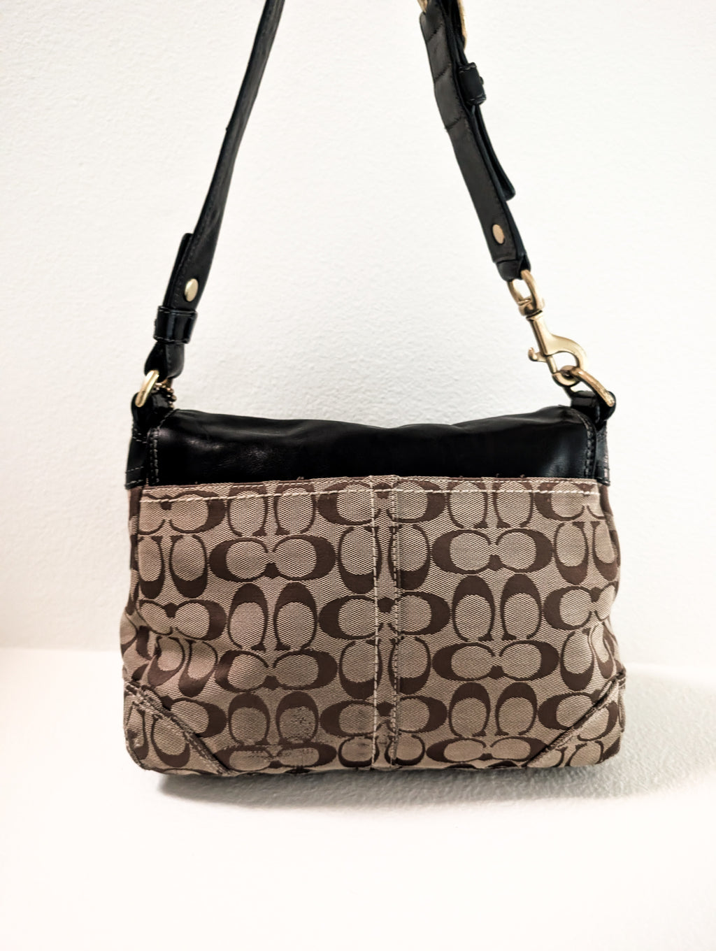 Vintage Coach Bleecker Legacy Signature Soho Shoulder Bag in Brown, Black & Gold