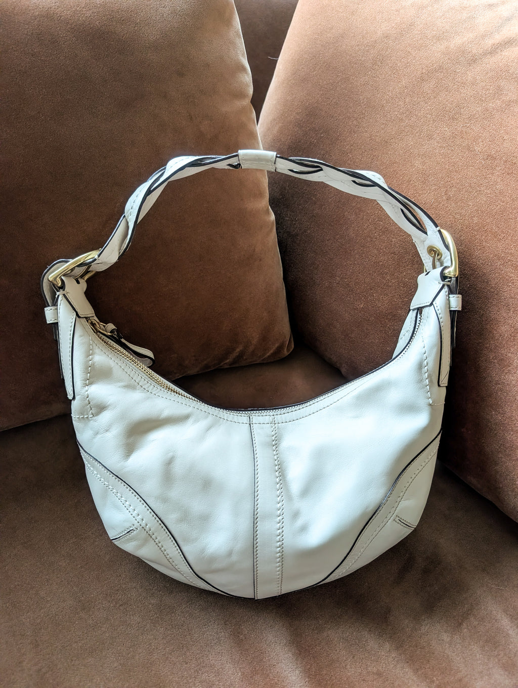 Vintage Coach Soho hobo shoulder bag in White & Gold