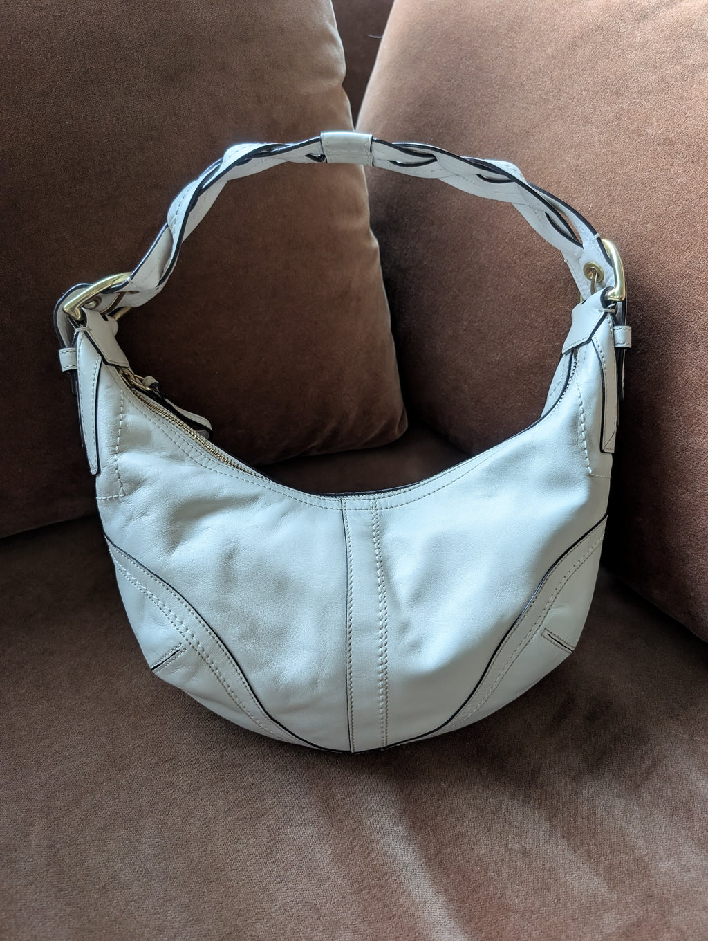 Vintage Coach Soho hobo shoulder bag in White & Gold