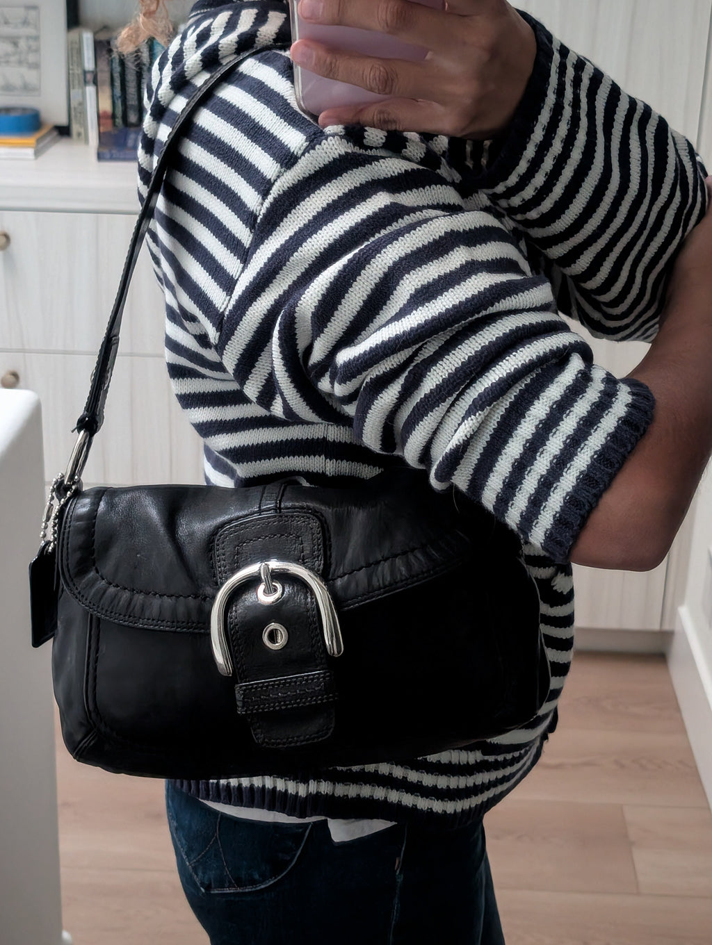 Vintage Coach Medium Leather Soho bag in black leather
