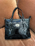 Coach Chelsea Black Patent Leather Large Shoulder Bag in Black & Silver